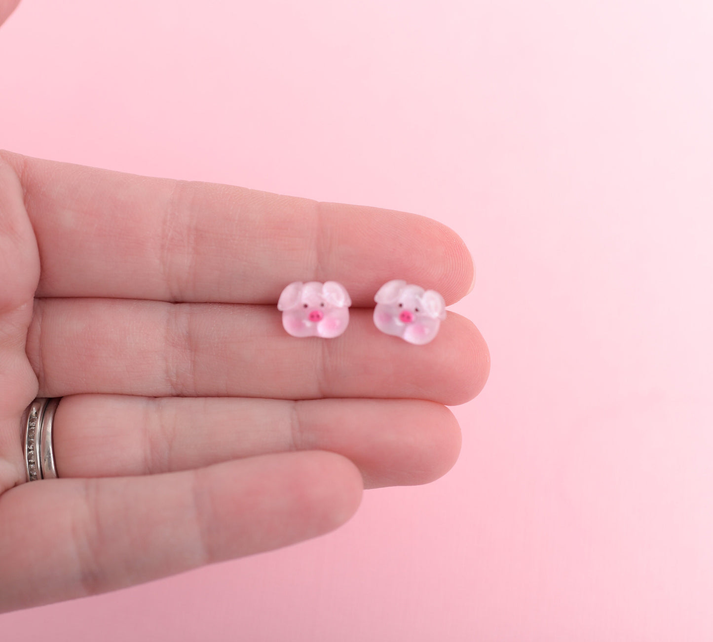 Little Shiny Pig Earrings with Titanium Posts