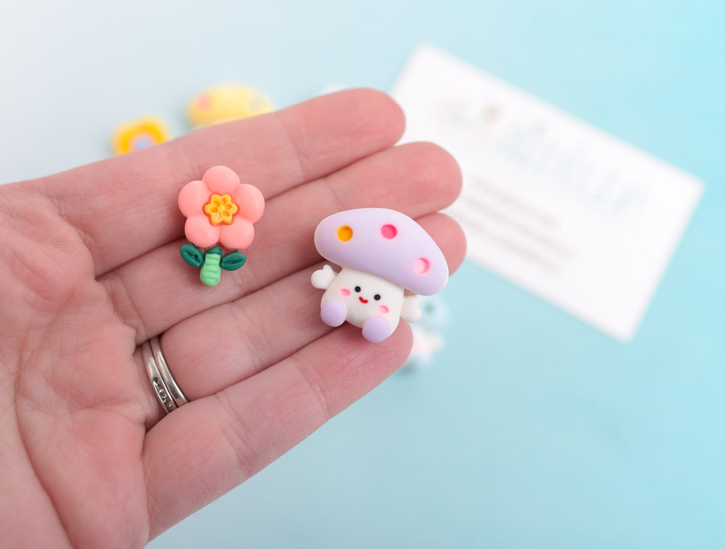 Mushroom & Flower Magnets- Set of 10