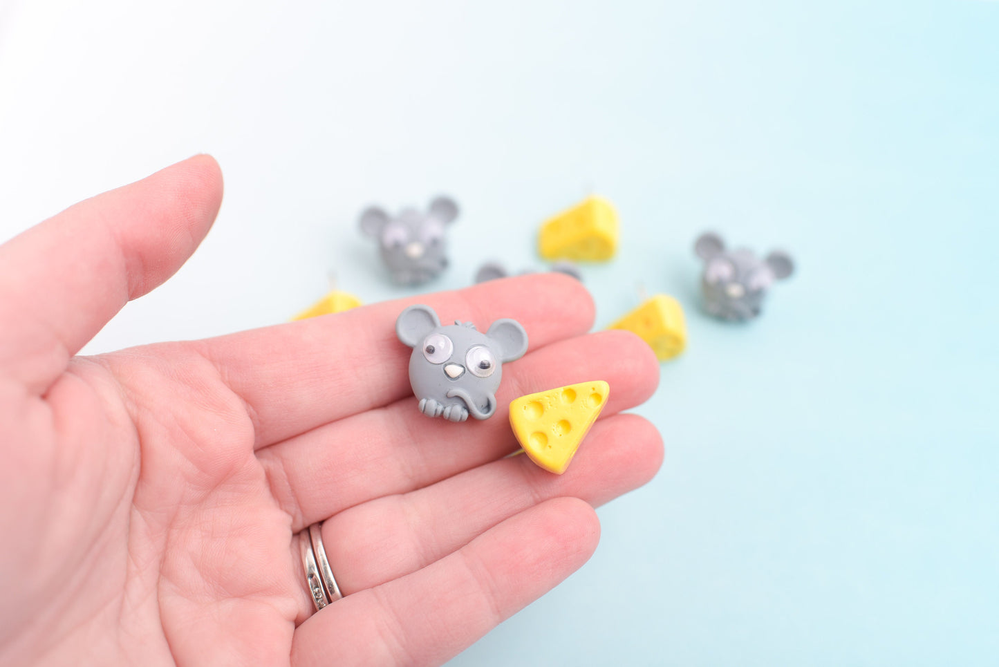 Mouse and Cheese Push Pins- Set of 10