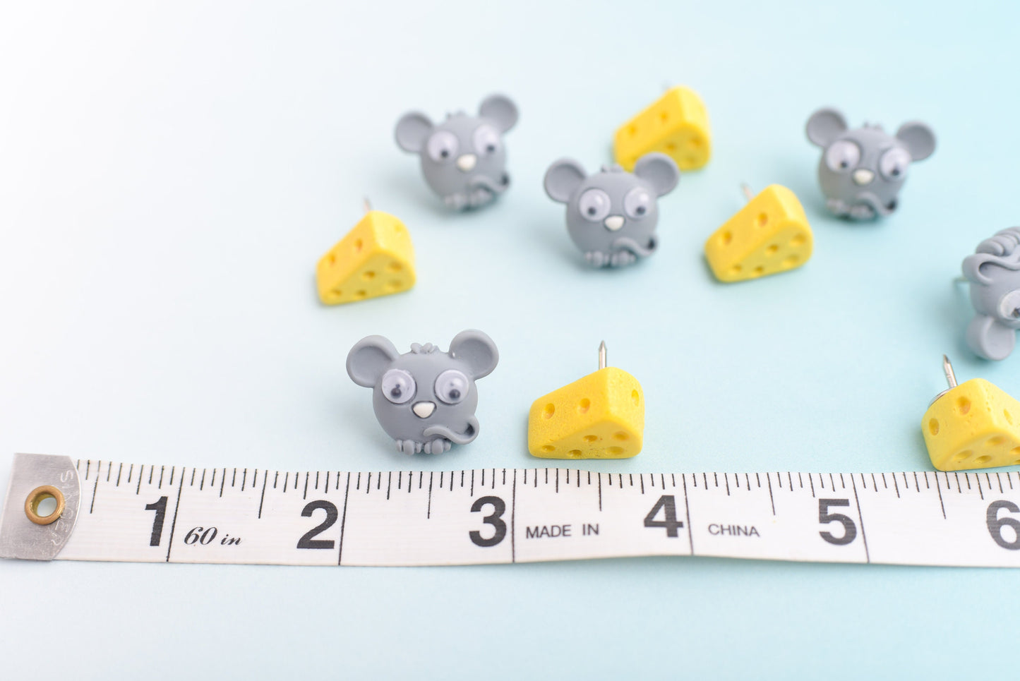 Mouse and Cheese Push Pins- Set of 10