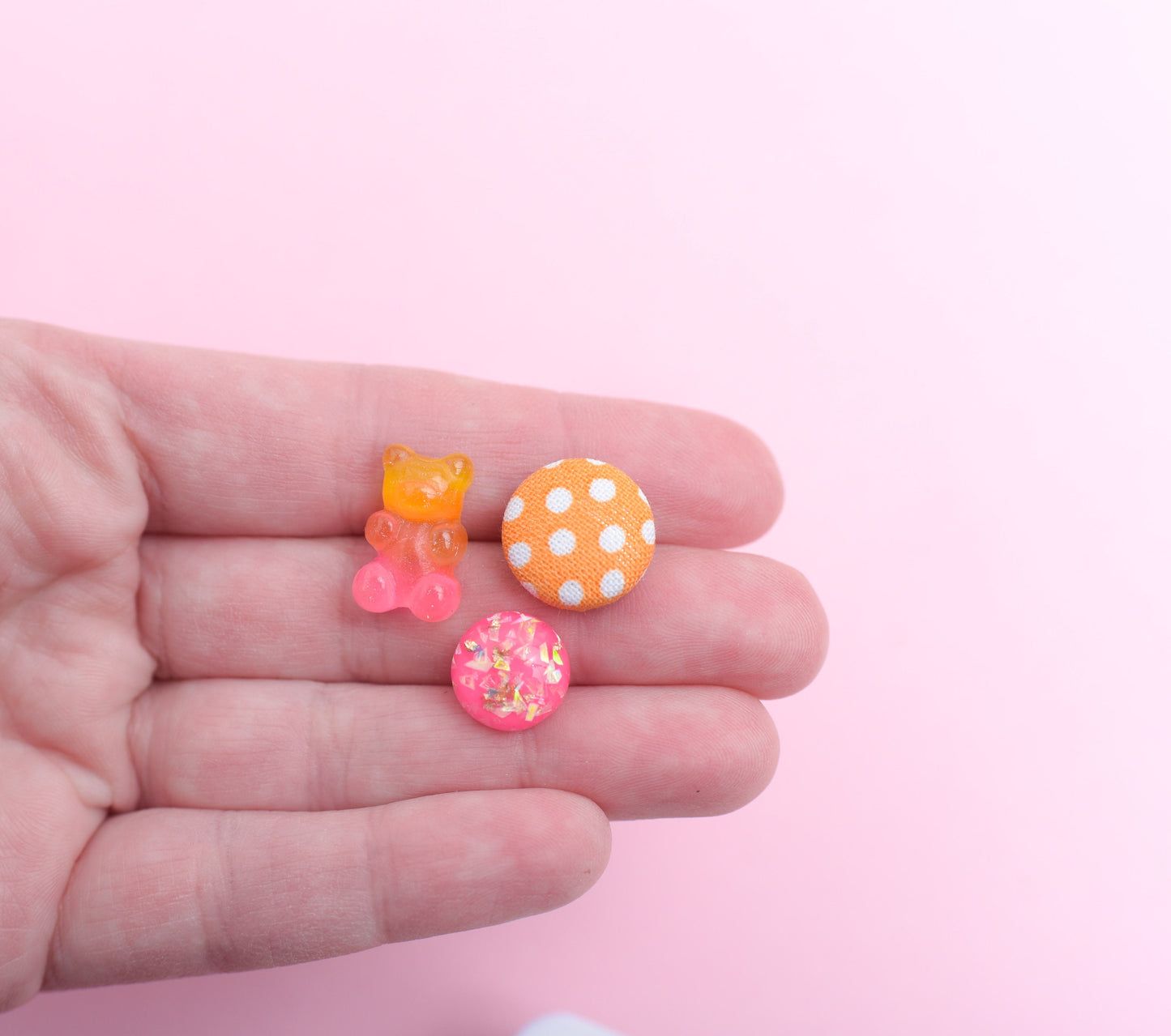 Orange and Pink Gummy Bear Earring Trio with Titanium Posts