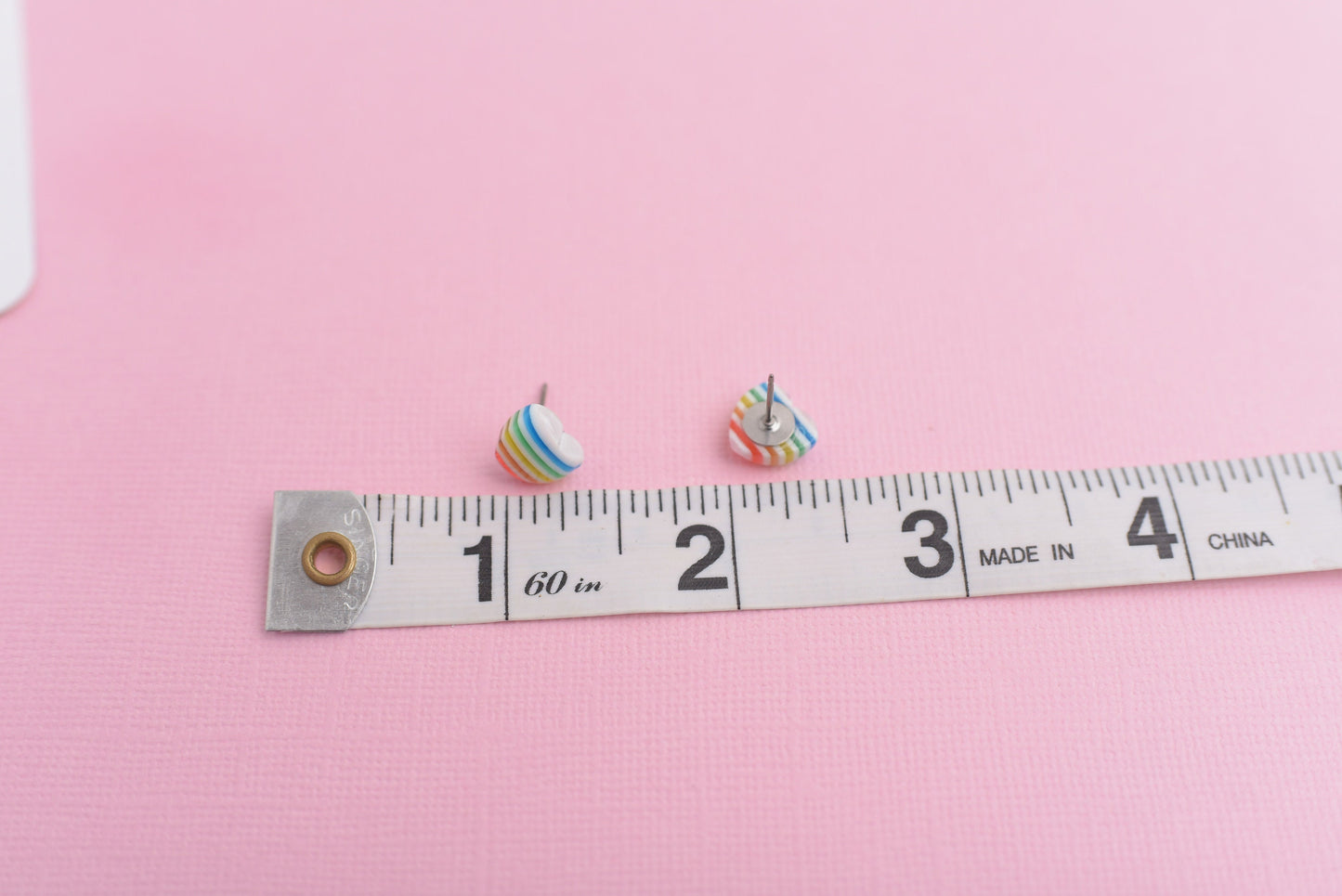 Rainbow Heart Earrings, 10mm Colorful Titanium Studs for Sensitive Ears, Girlfriend Gift Idea