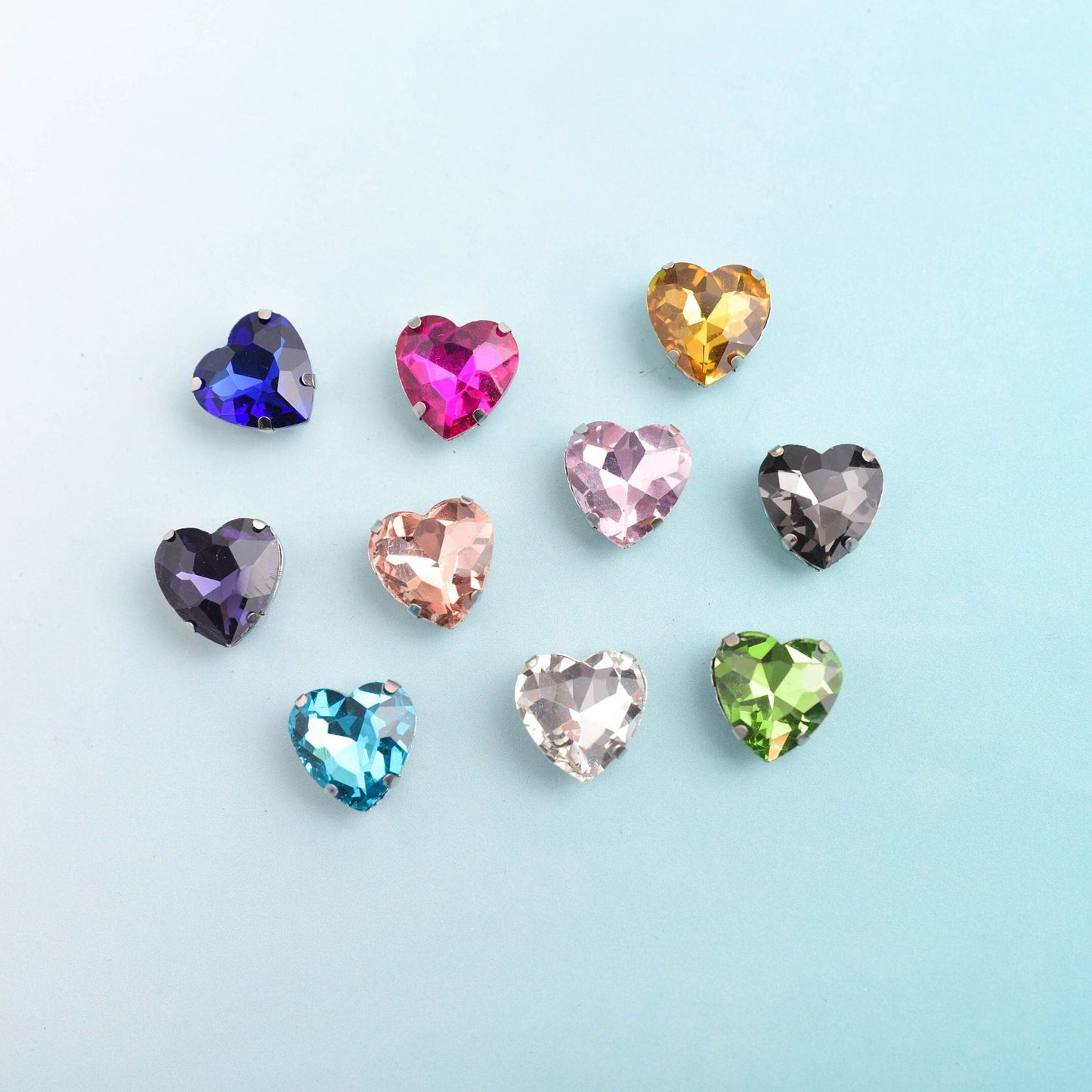 Heart Jewel Magnets or Push Pins- Set of 10