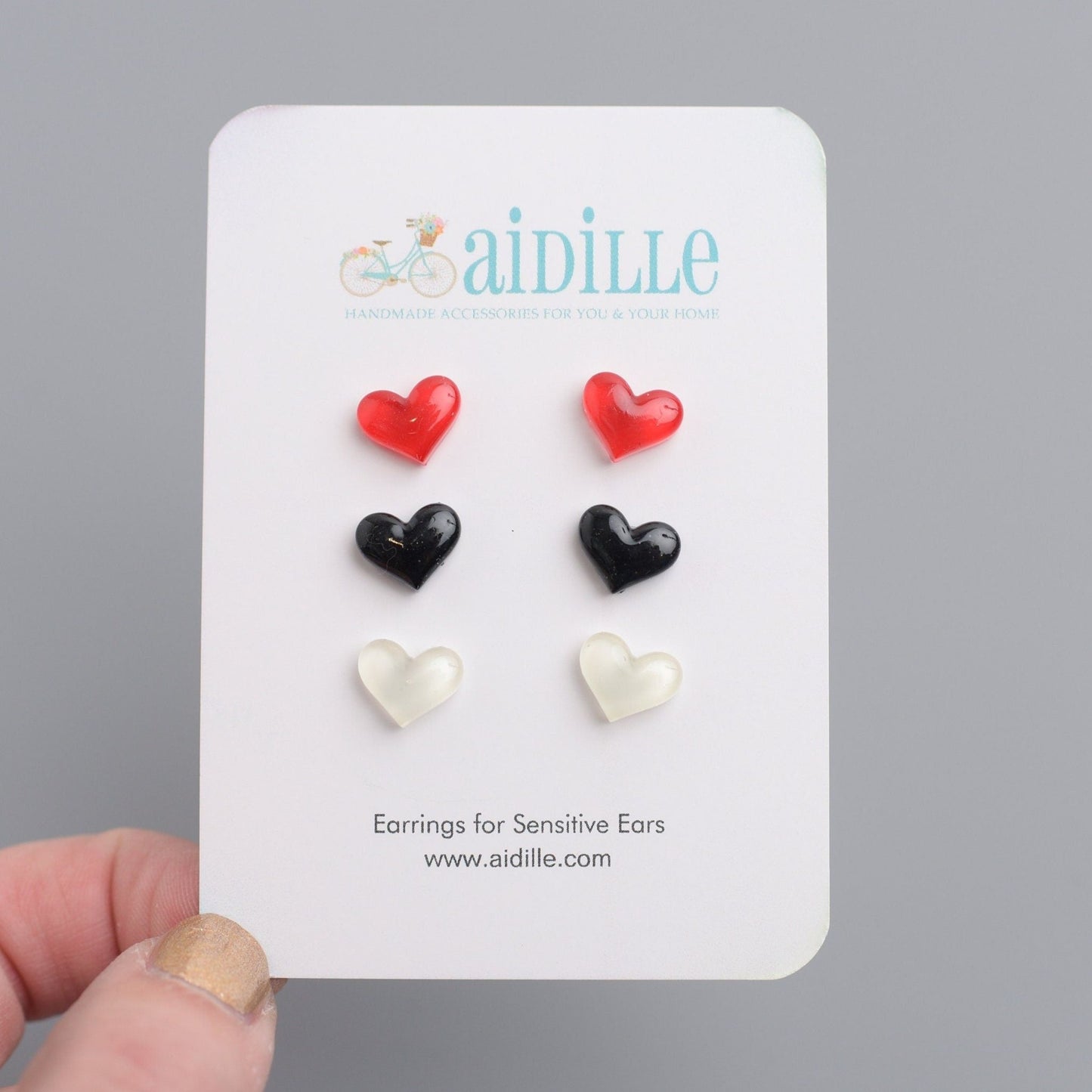 Queen of Hearts Earring Trio with Titanium Posts