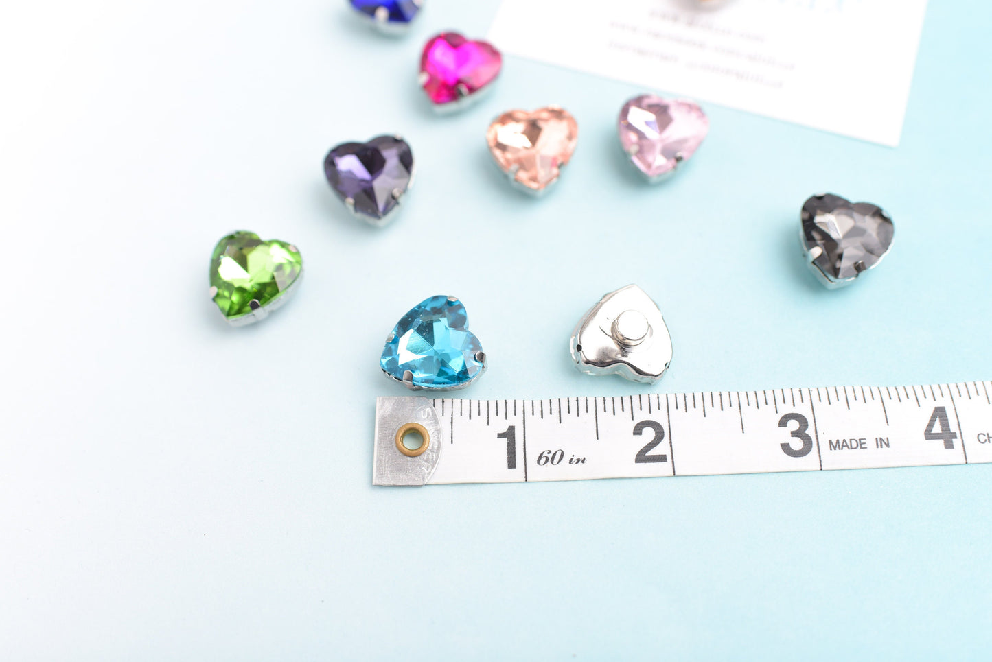Heart Jewel Magnets or Push Pins- Set of 10