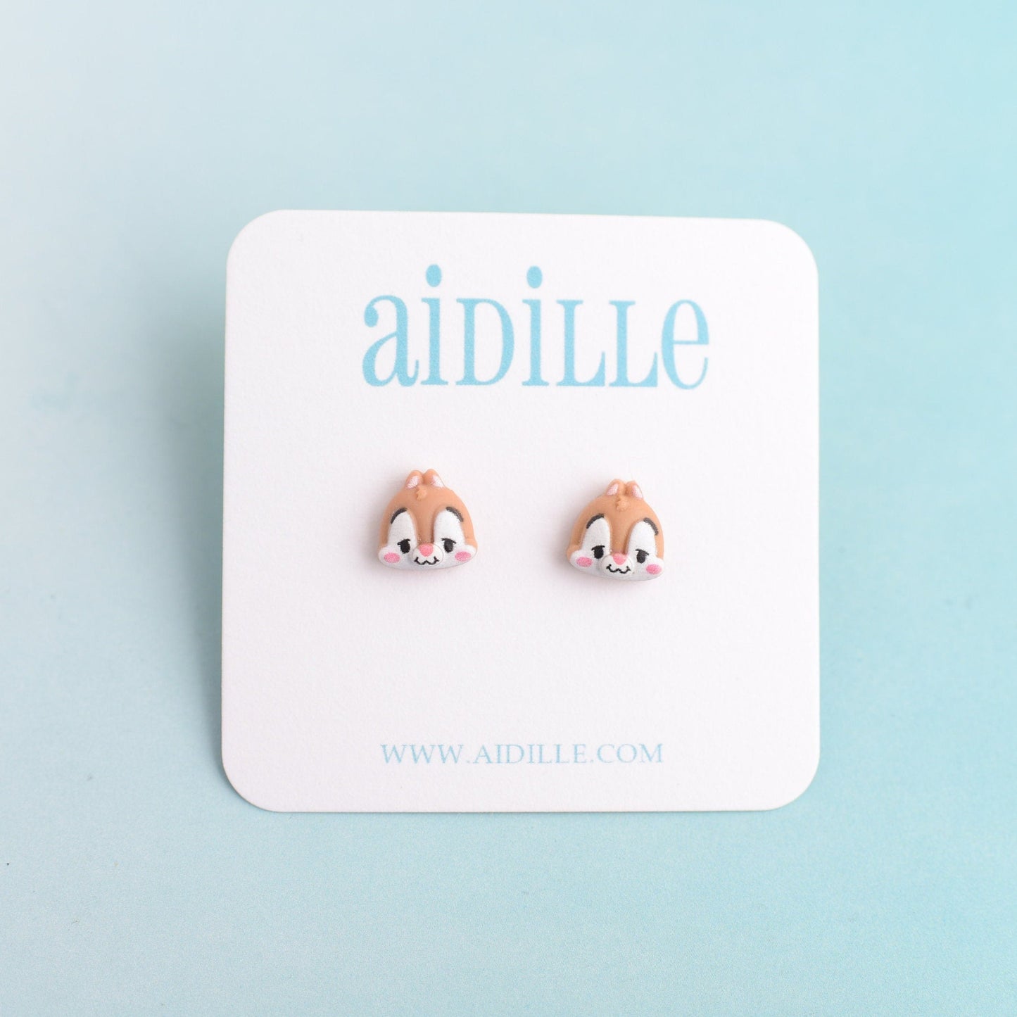 Cute Chipmunk Earrings with Titanium Posts
