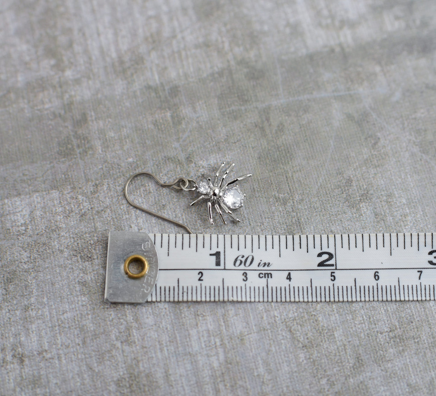 Silver Rhinestone Spider Dangles with Titanium Ear Wires