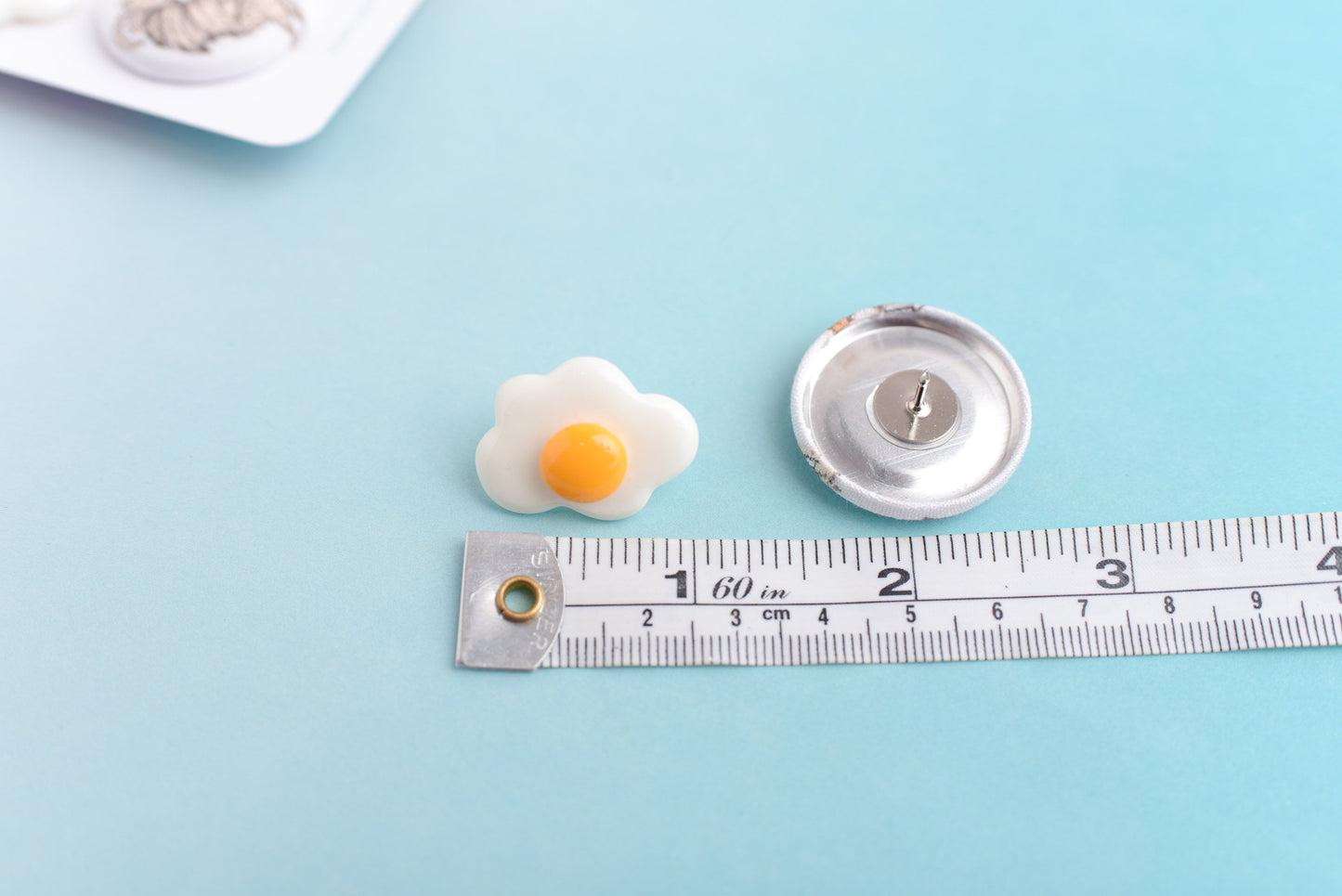 Fabric Button Chicken and Resin Egg Lapel Pin Set