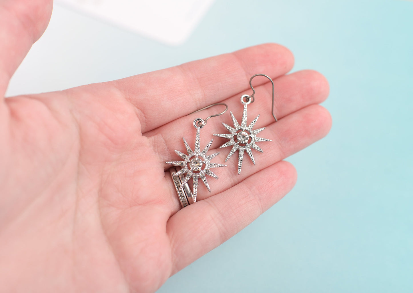 Polaris North Star Silver Dangles with Titanium Ear Wires