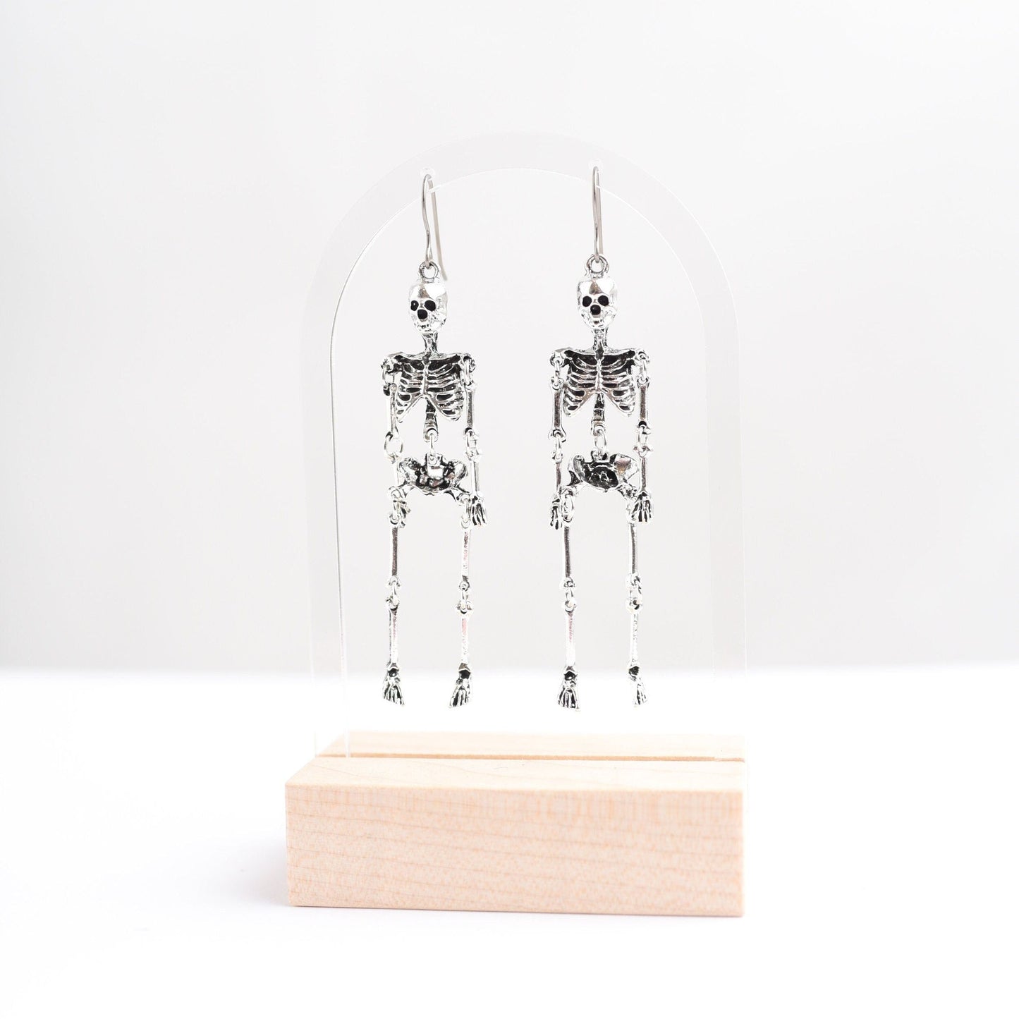 Fun Moveable Skeleton Dangle Halloween Earrings with Titanium Ear Wires