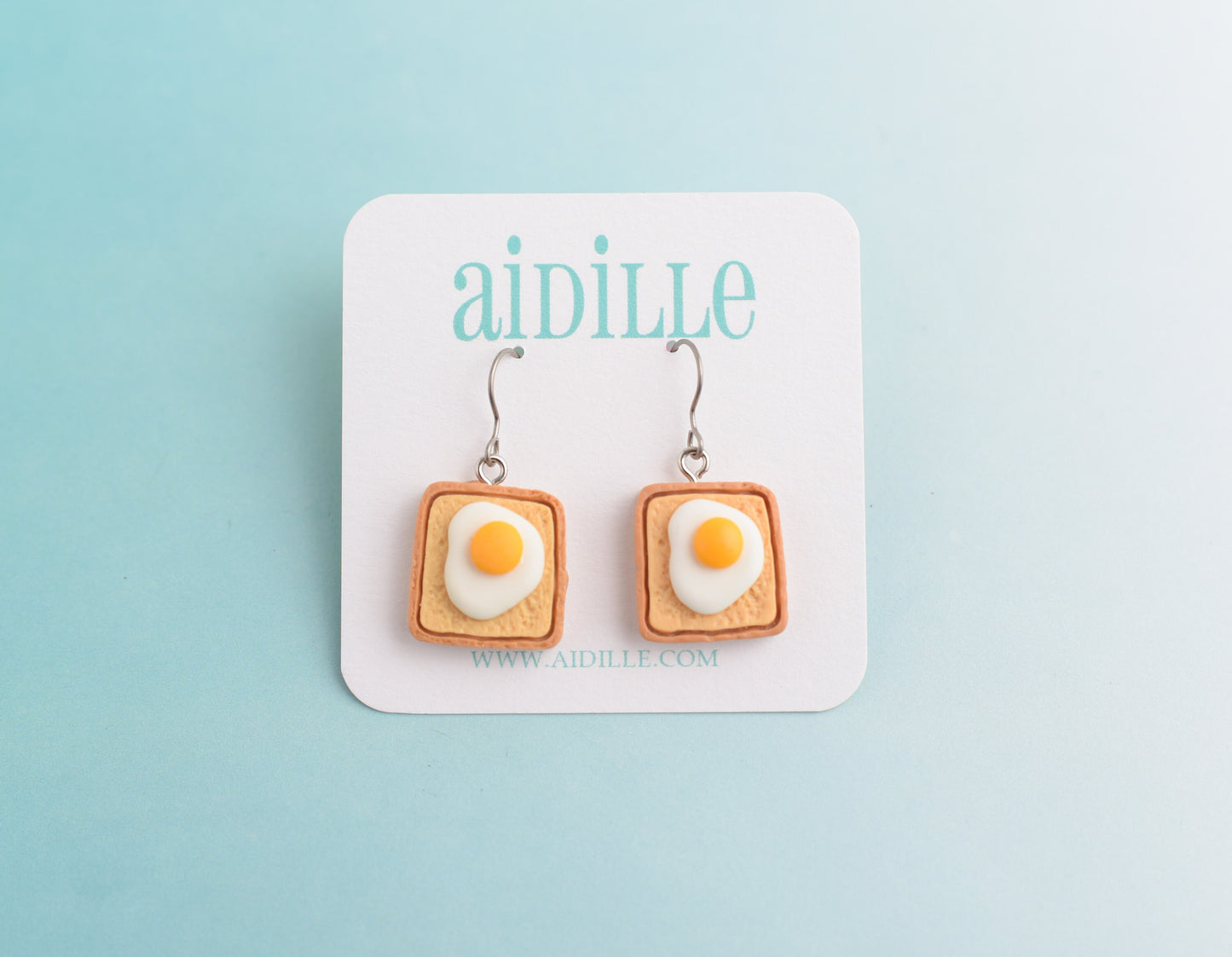 Resin Egg on Toast Dangle Earrings with Titanium Ear Wires