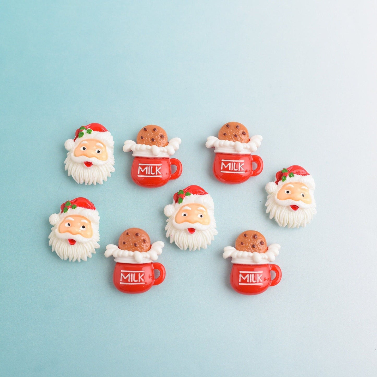 Santa with Cookies and Milk Magnets or Push Pins- Set of 8