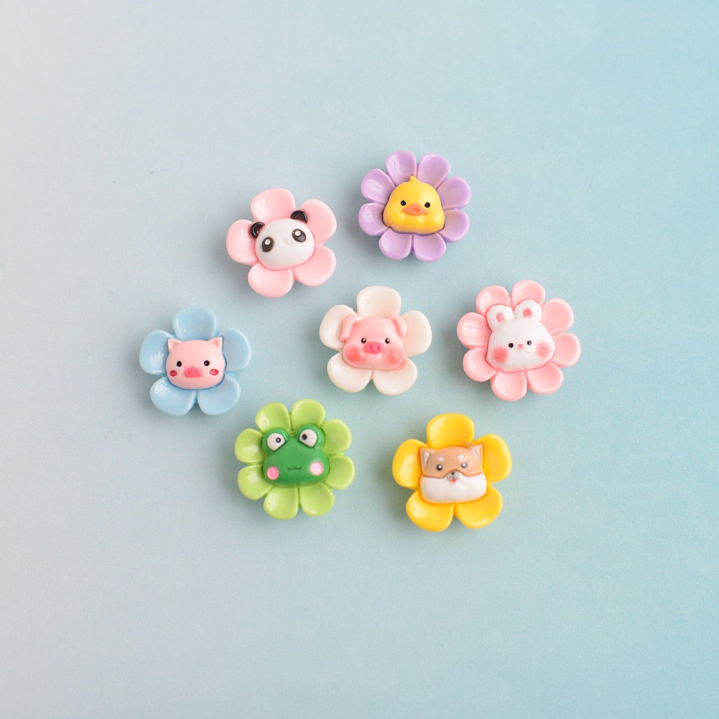 Cute Animal Flower Magnets- Set of 7