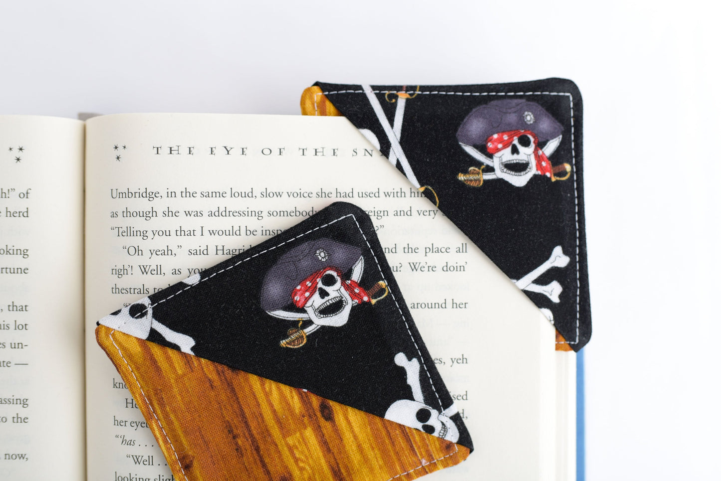 Pirate & Wood Plank Handmade Fabric Corner Bookmark
