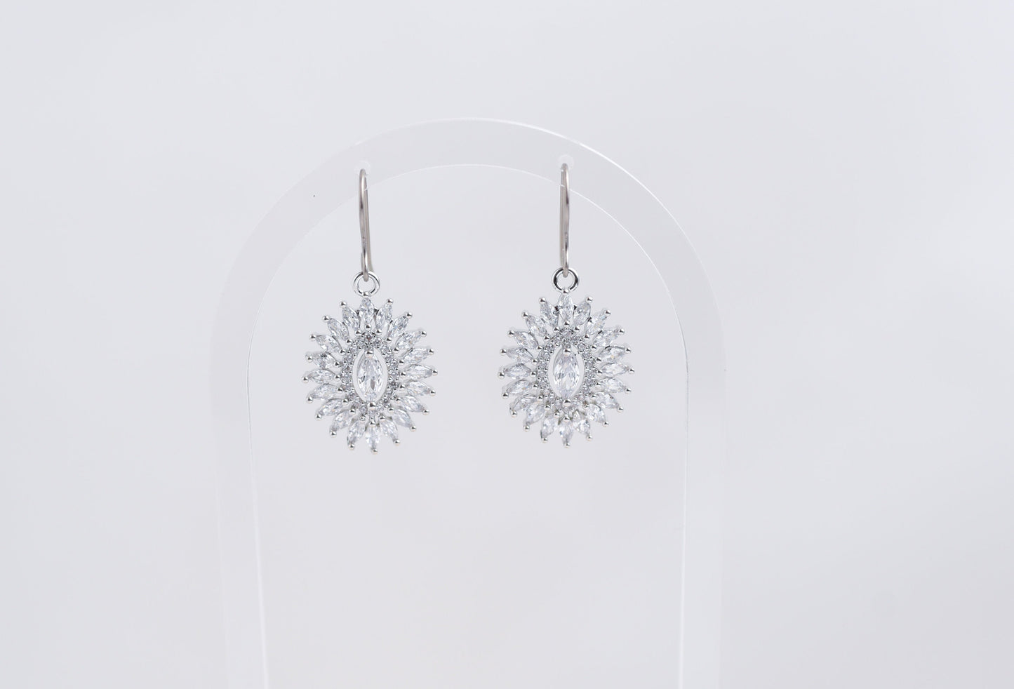 Sparkly Sunburst Silver Dangles with Titanium Ear Wires