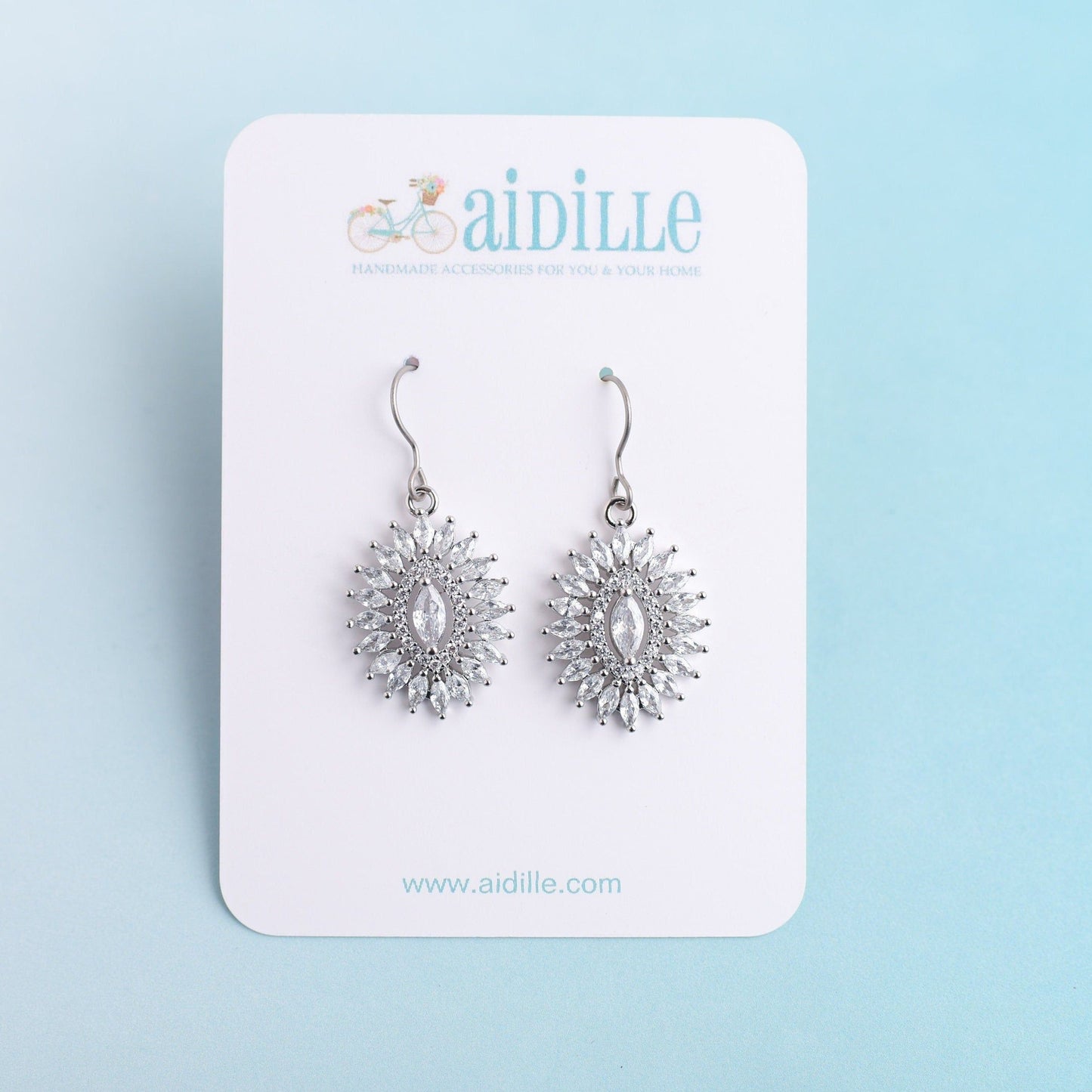 Sparkly Sunburst Silver Dangles with Titanium Ear Wires