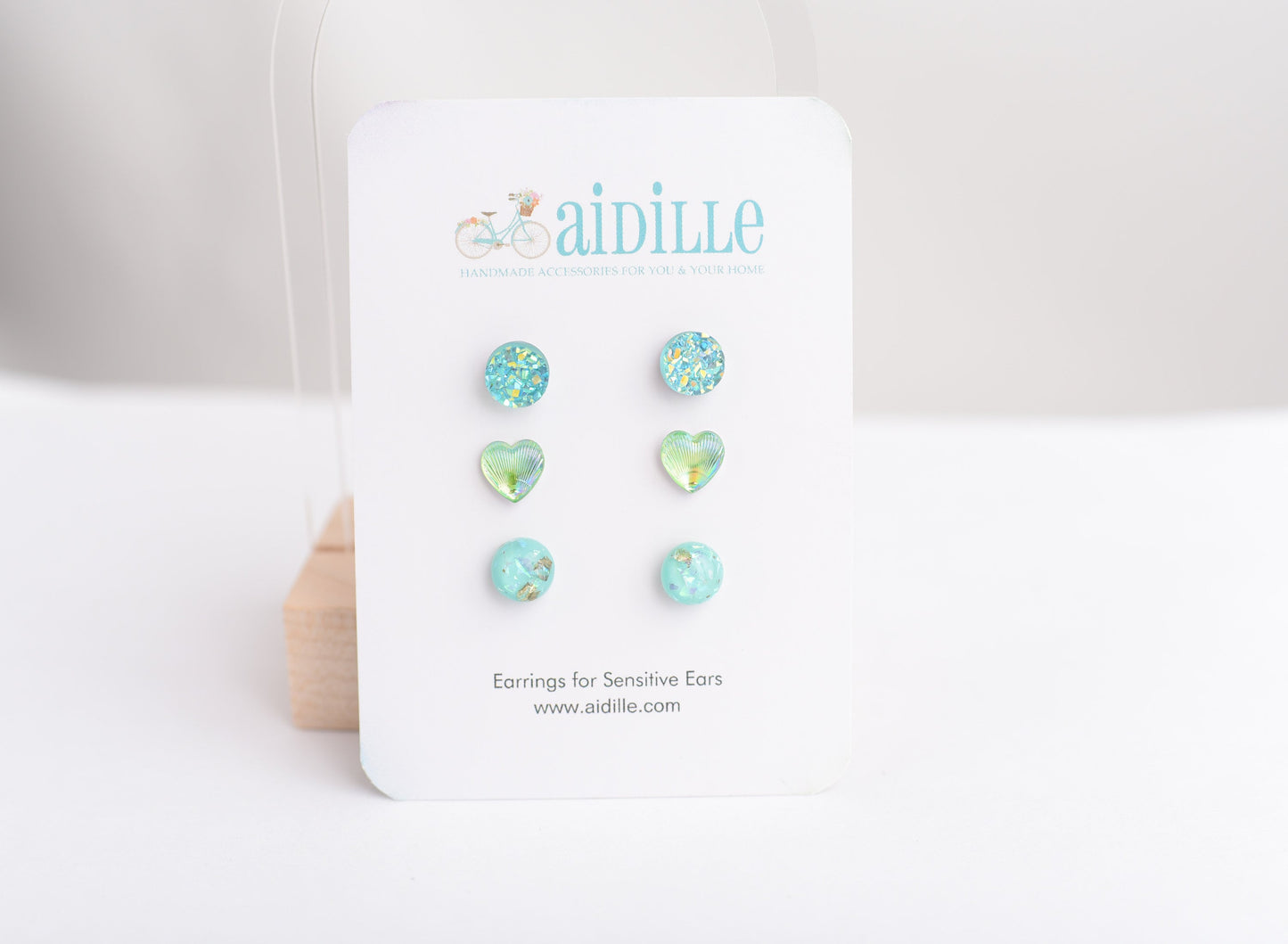 Dainty Sparkly Earring Multi Pack Trio- Choose Pink, White, Purple, or Green/Blue