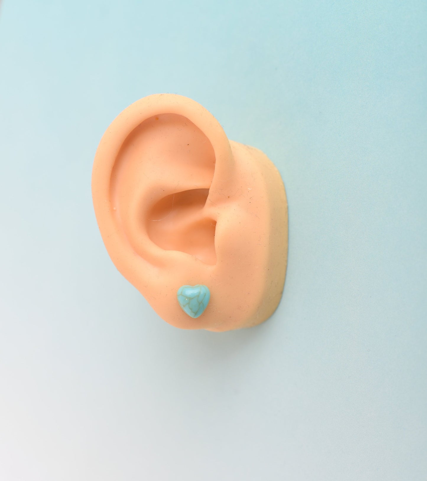Mini 8mm Turquoise Heart Studs with Titanium Posts