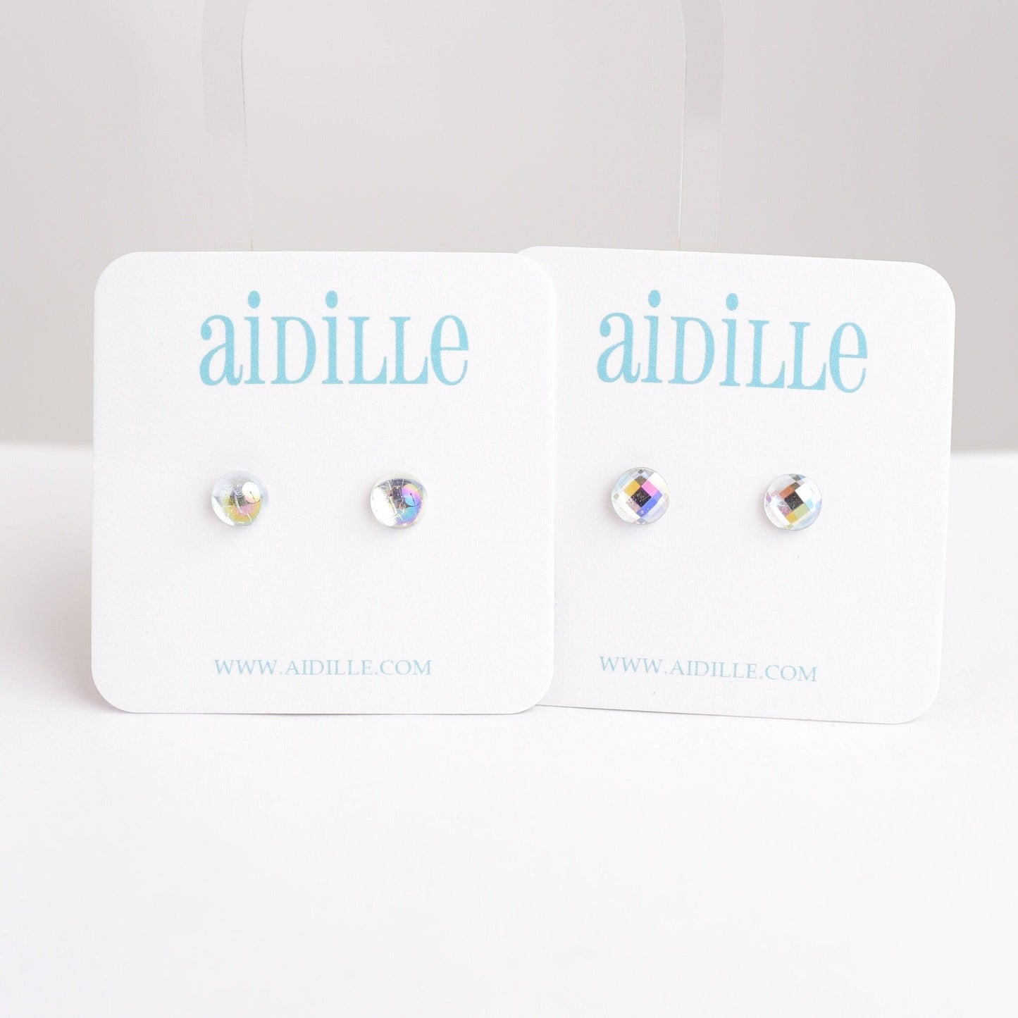 Resin Crystal Mini Lightweight Earrings with Titanium Posts- Smooth or Faceted