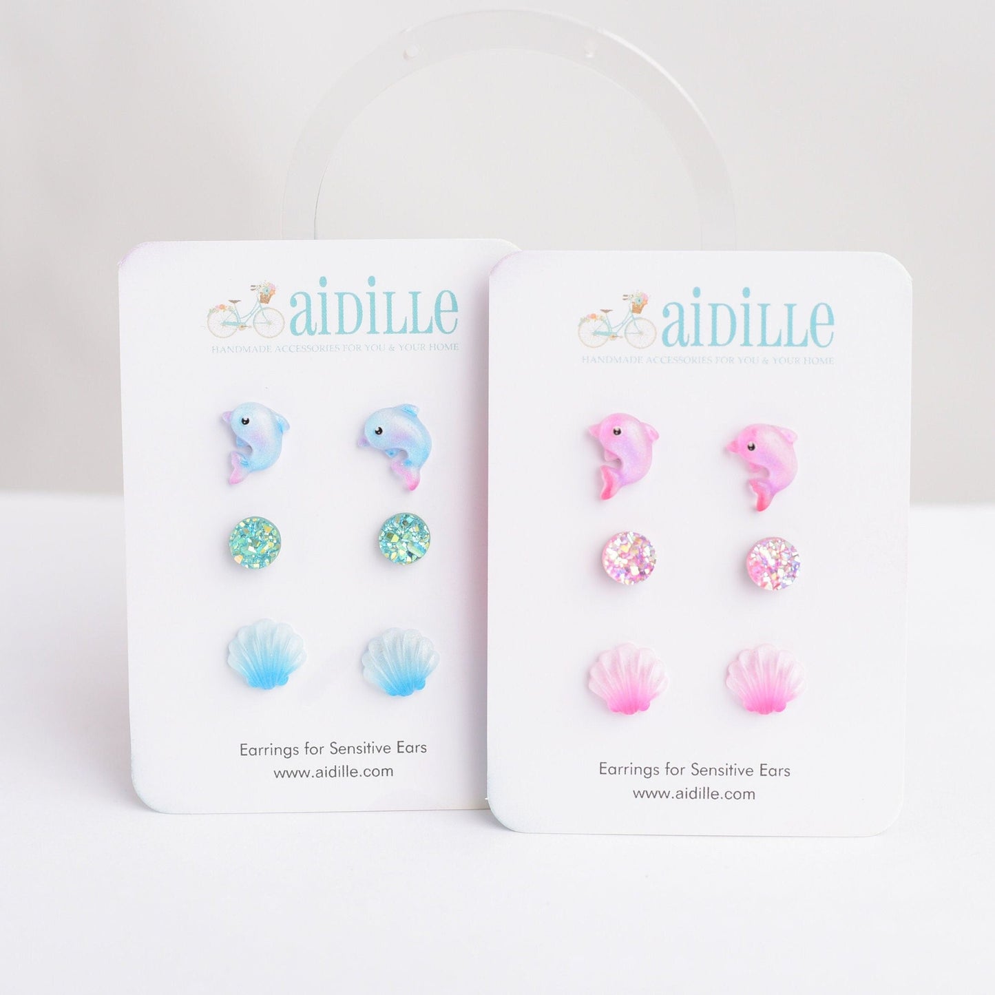 Beach Earring Trio with Titanium Posts- Pink or Blue